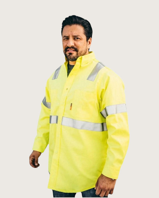 FR Hi Vis Yellow Class 3 Uniform Shirt with Segmented